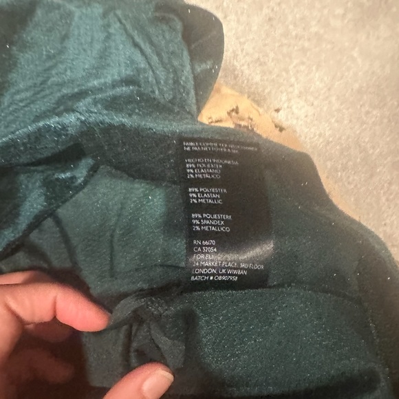 Urban Outfitters Green Velvet Metallic Deep V Neck Top - Picture 9 of 9